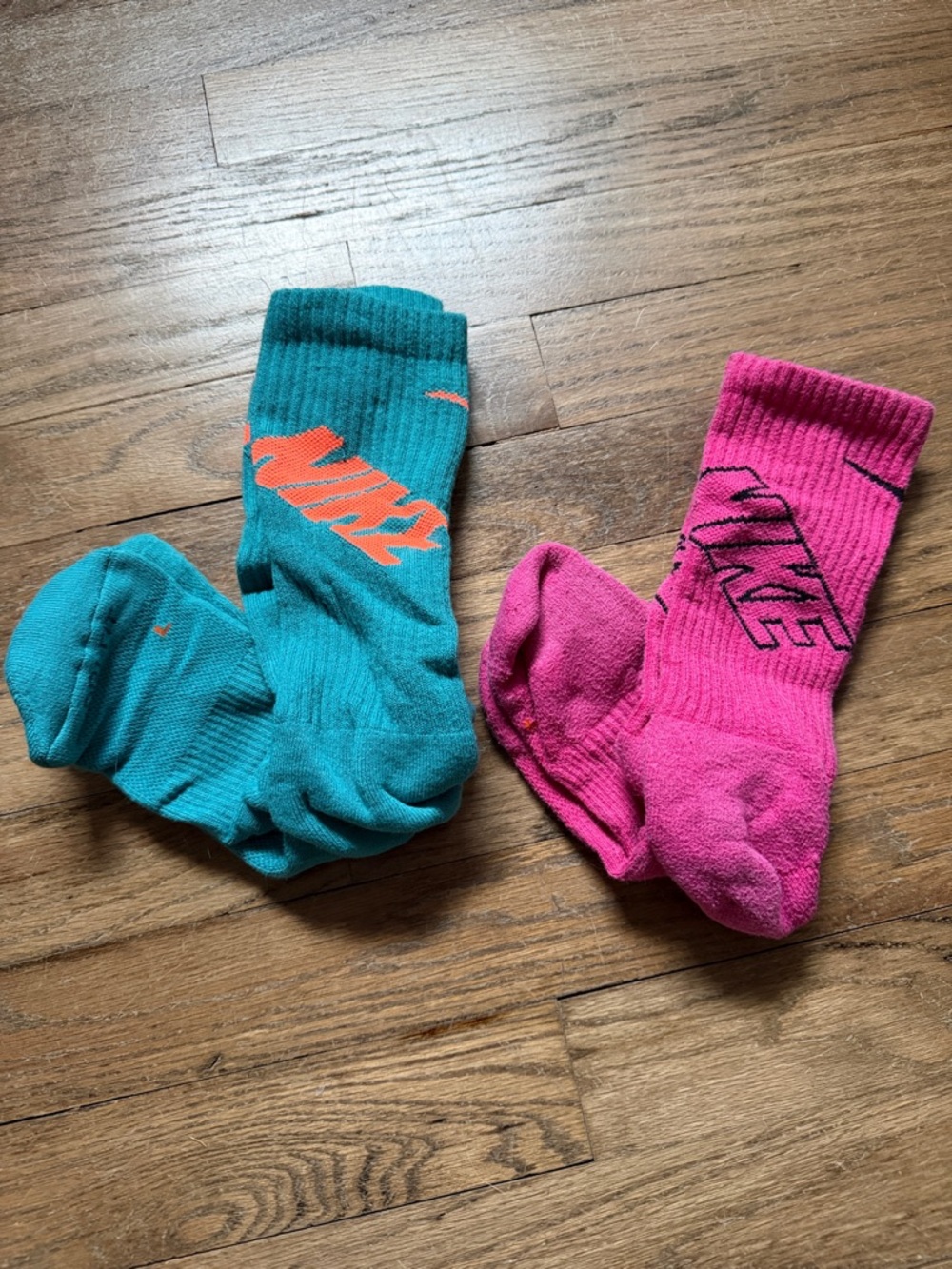 Nike Crew Socks - Teal & Hot Pink with Logo